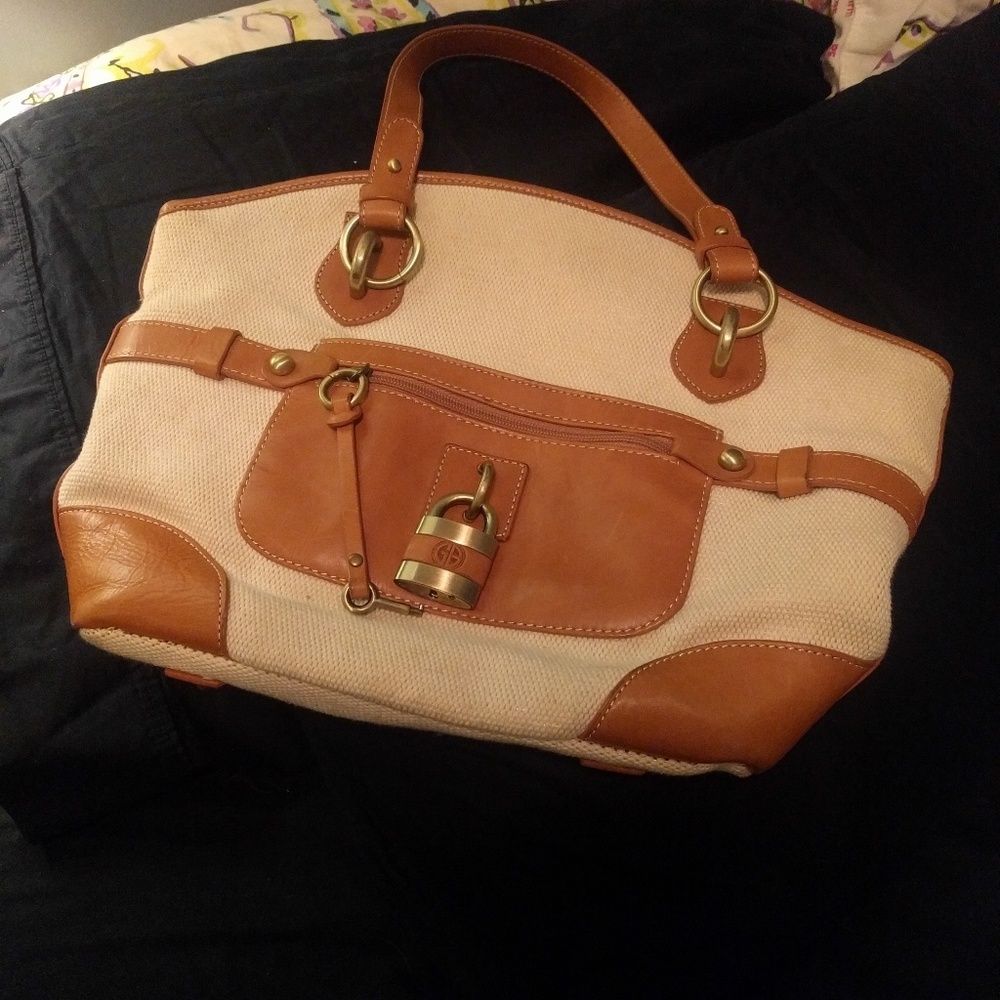 Giani Bernini Linen and Leather Purse